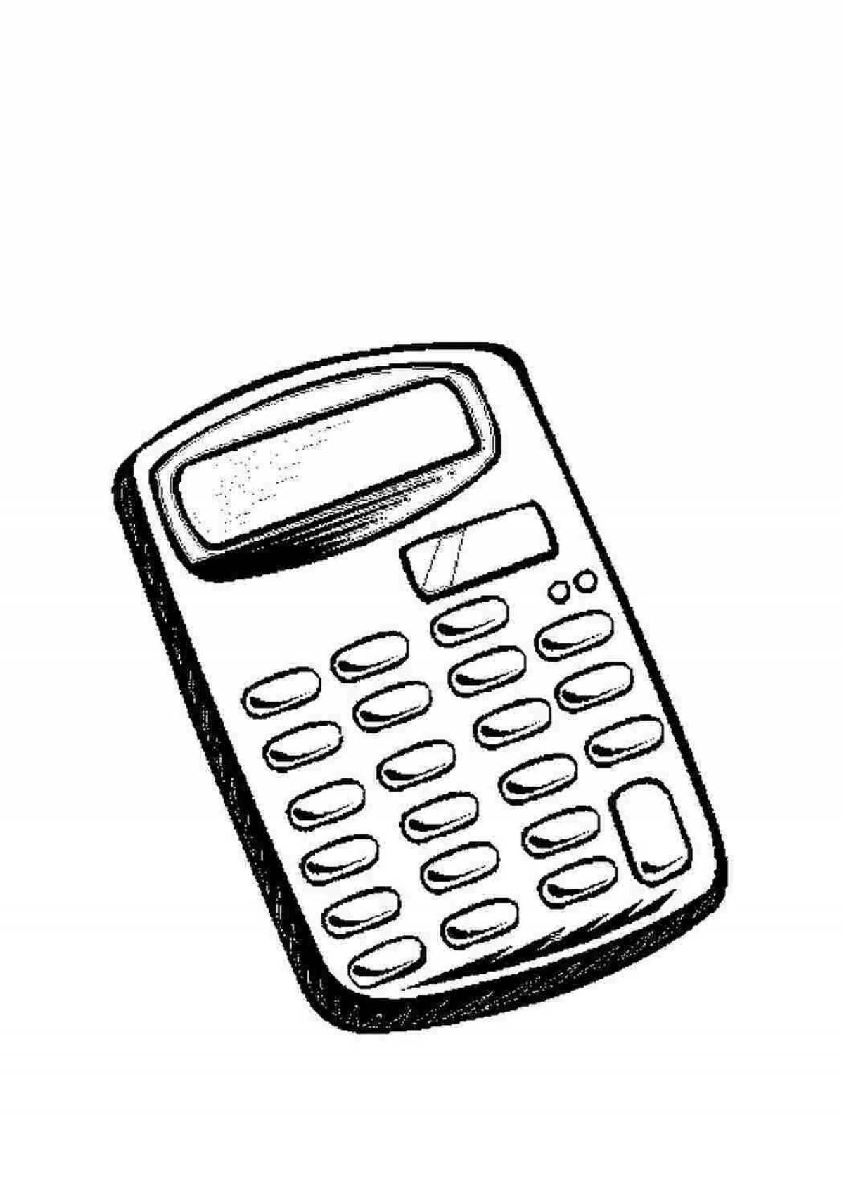 Calculator coloring page with color theme