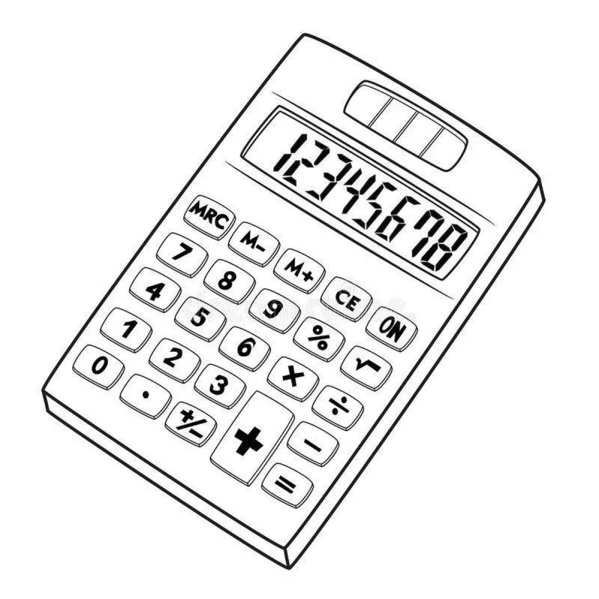 Calculator coloring page with color overflow
