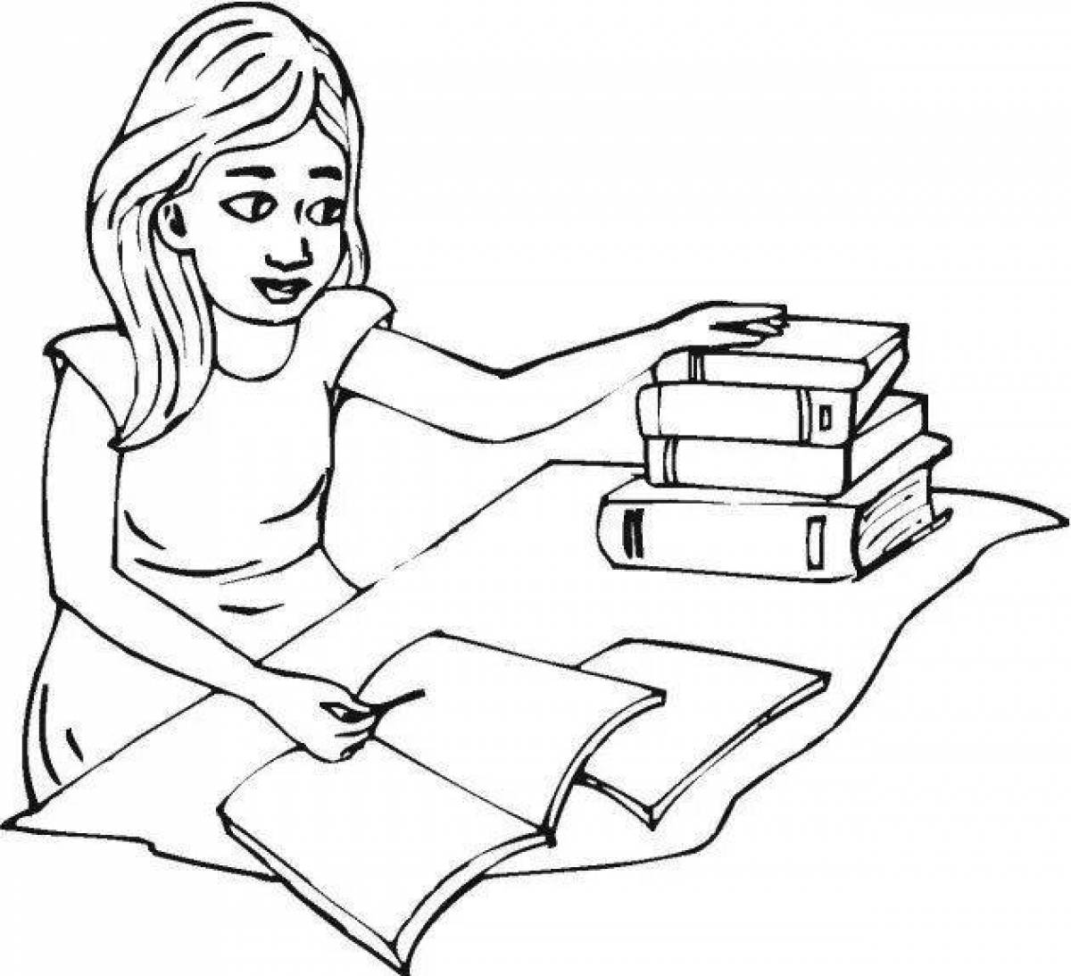 Colour-filled student coloring page