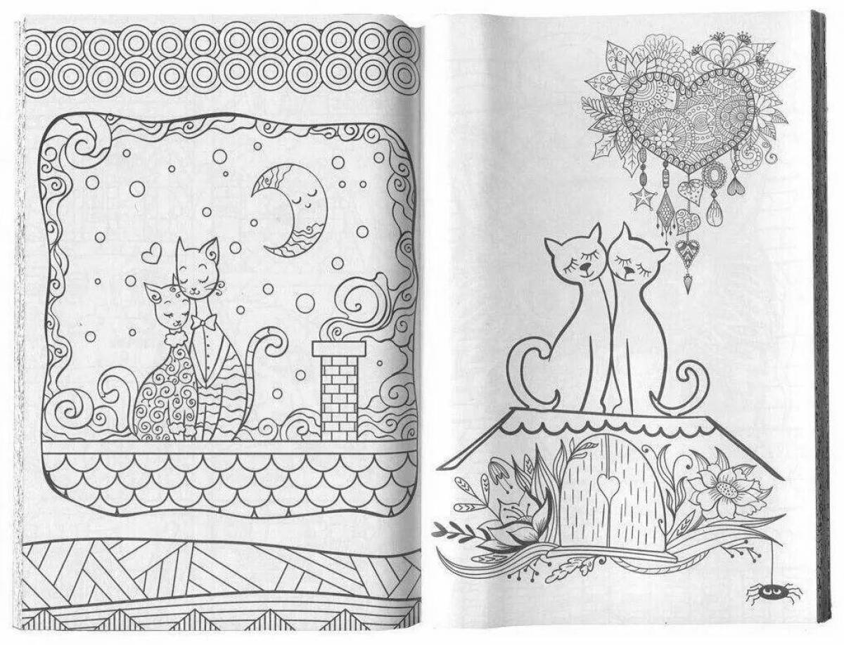 Relaxing cat therapy anti-stress coloring book