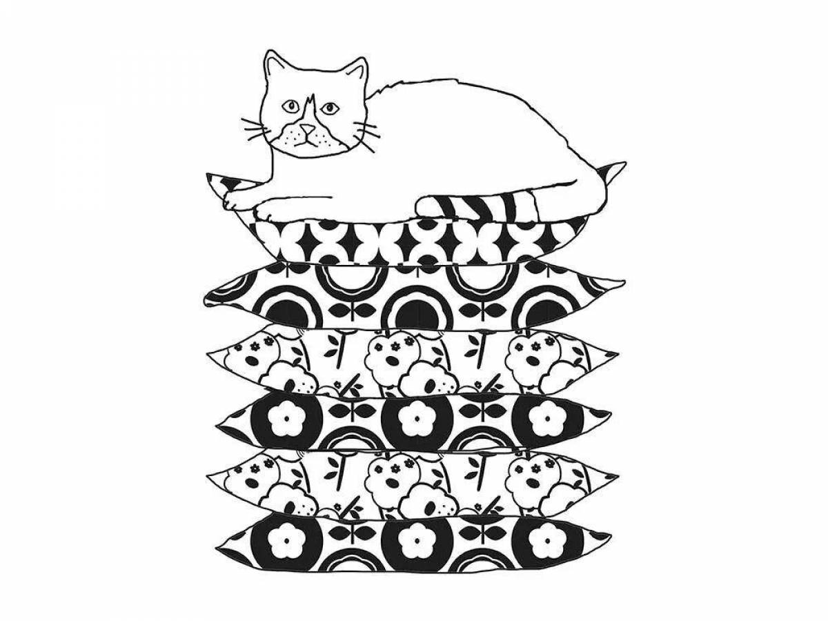 Coloring book serene cat therapy antistress