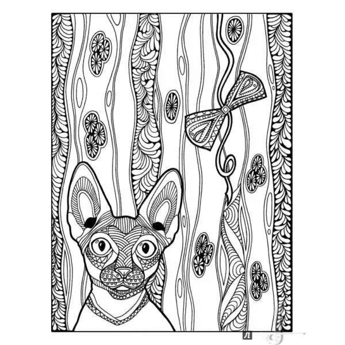 Peaceful cat therapy anti-stress coloring book