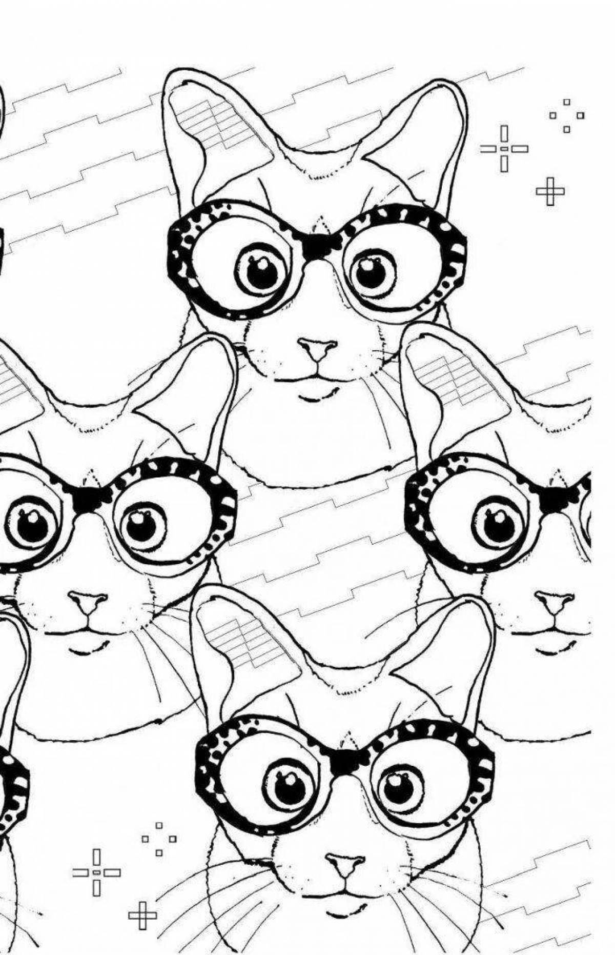 Bright cat therapy anti-stress coloring book