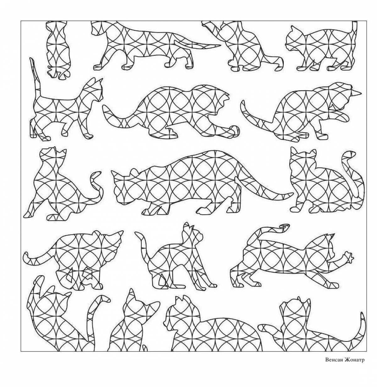 Radiant cat therapy antistress coloring book