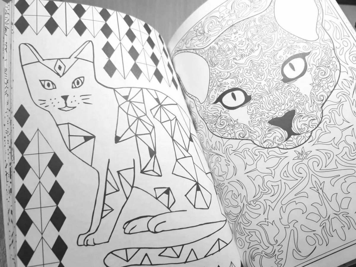 Uplifting cat therapy anti-stress coloring book