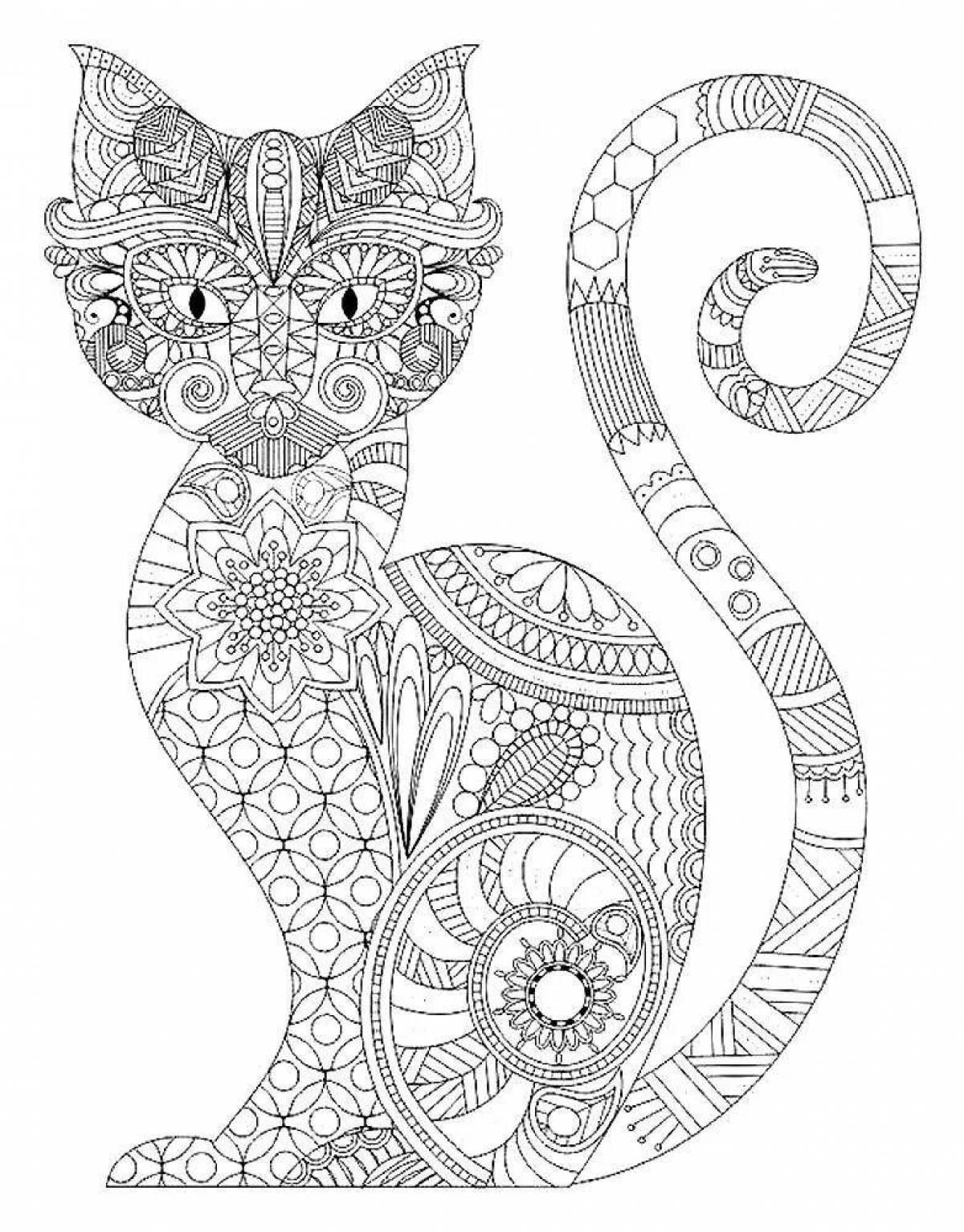 Coloring book inspiring cat therapy antistress