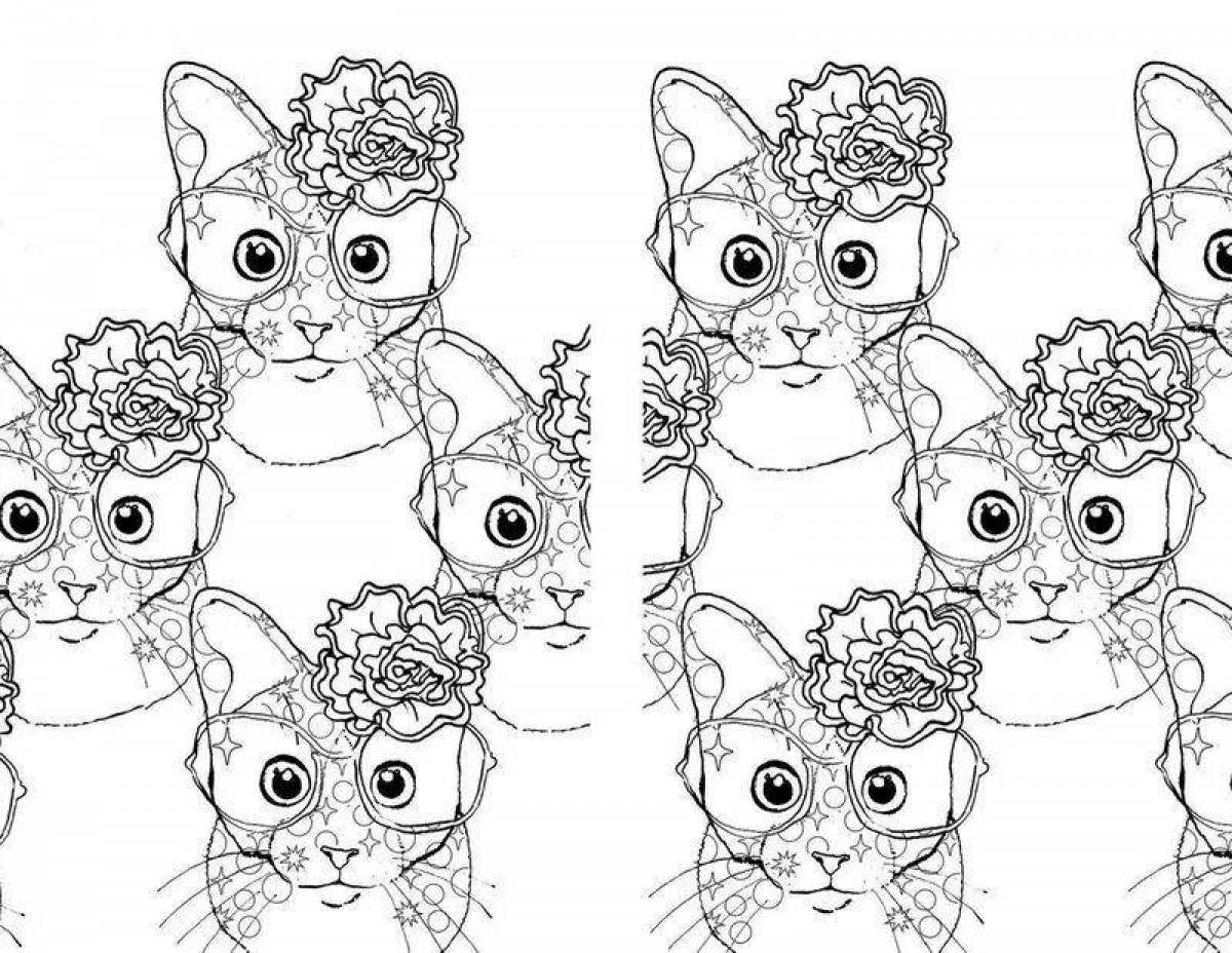 Harmonious cat therapy anti-stress coloring book