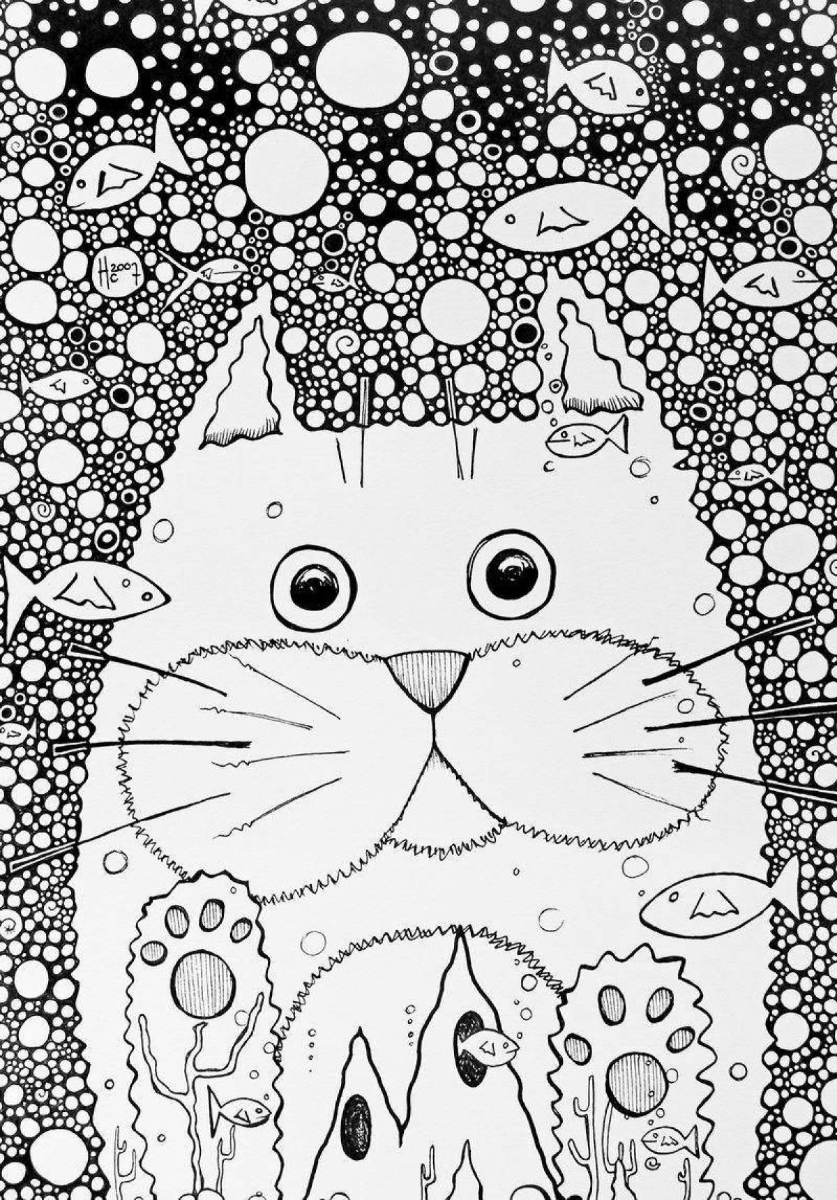 Calming cat therapy anti-stress coloring book