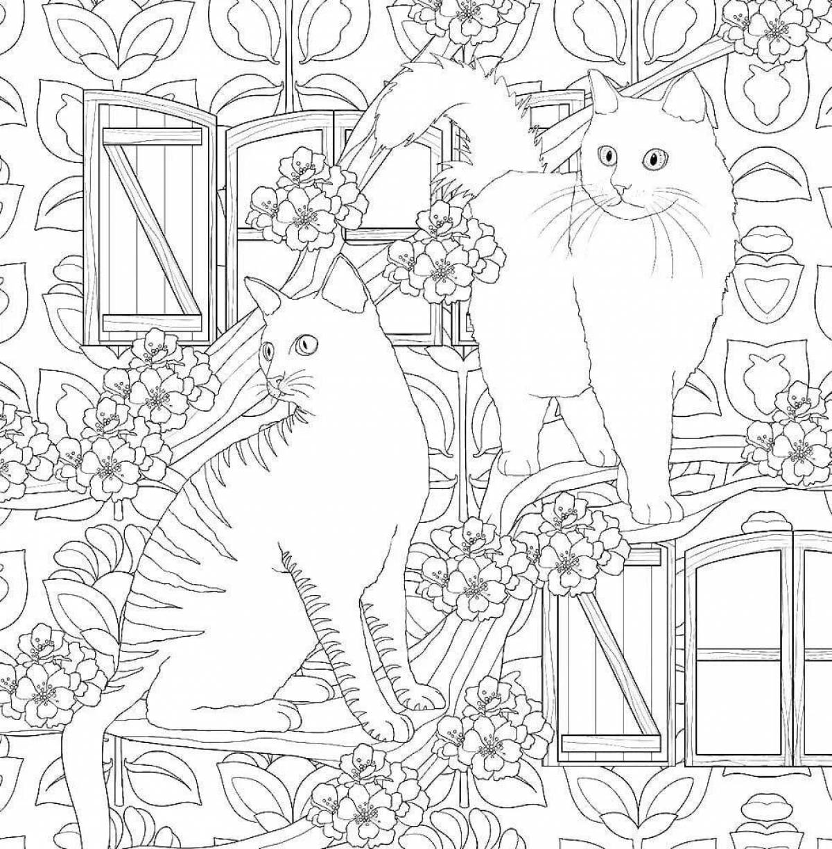 Splendid cat therapy anti-stress coloring book