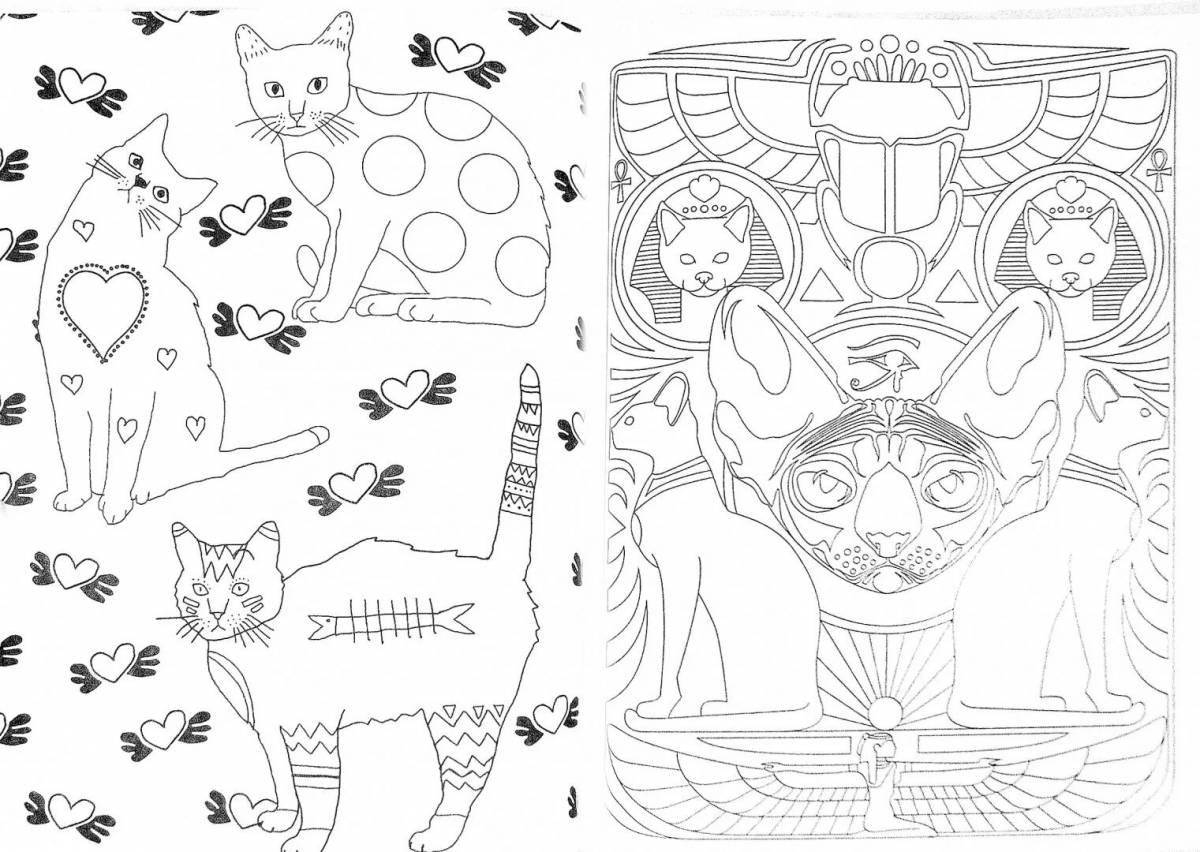 Marvelous cat therapy antistress coloring book