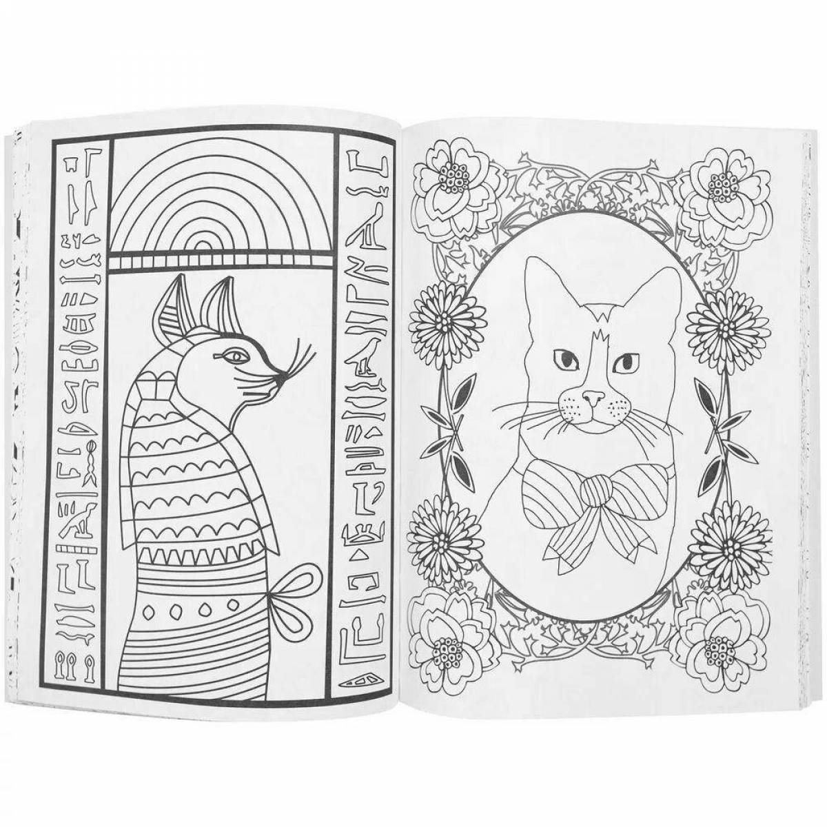 Coloring book antistress brilliant cat therapy