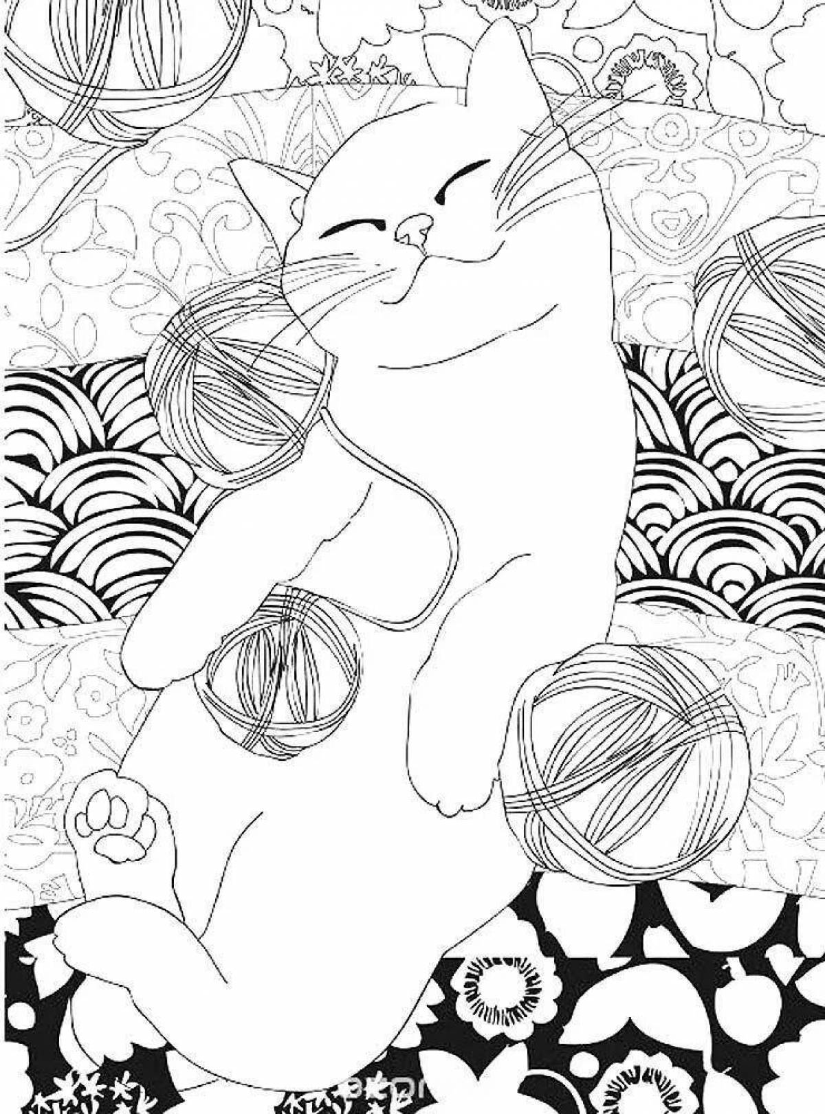 Dazzling cat therapy anti-stress coloring book