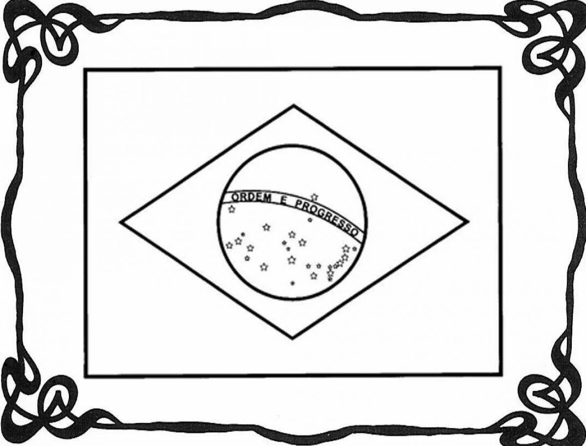 Amazing brazil flag coloring page