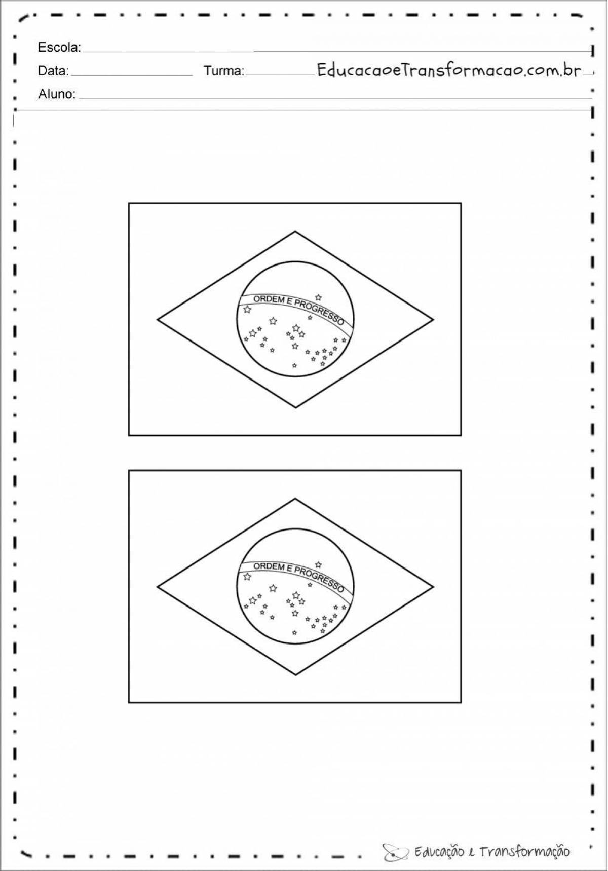 Funny brazil flag coloring page