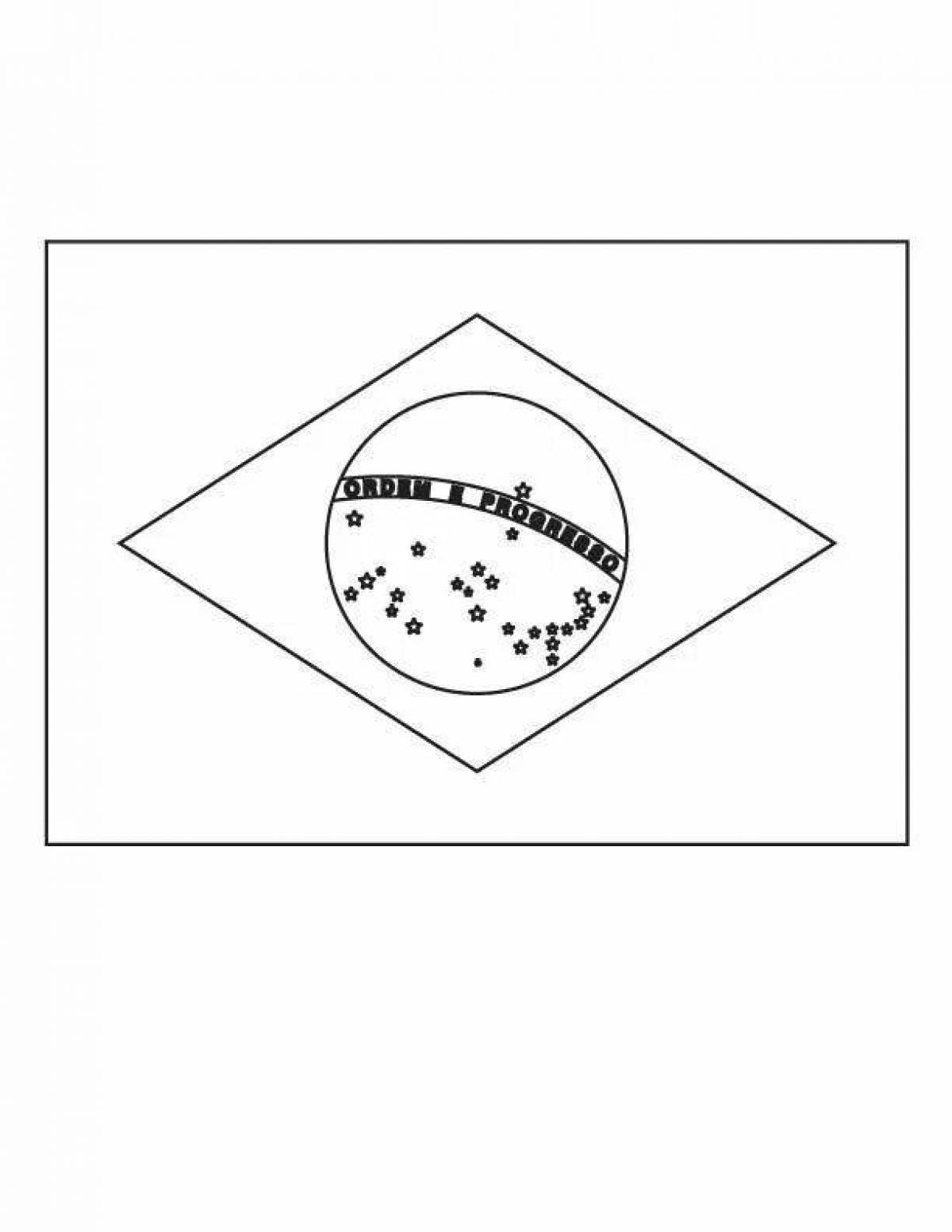 Иллюстрированный дизайн флага Бразилии для раскраски и печати