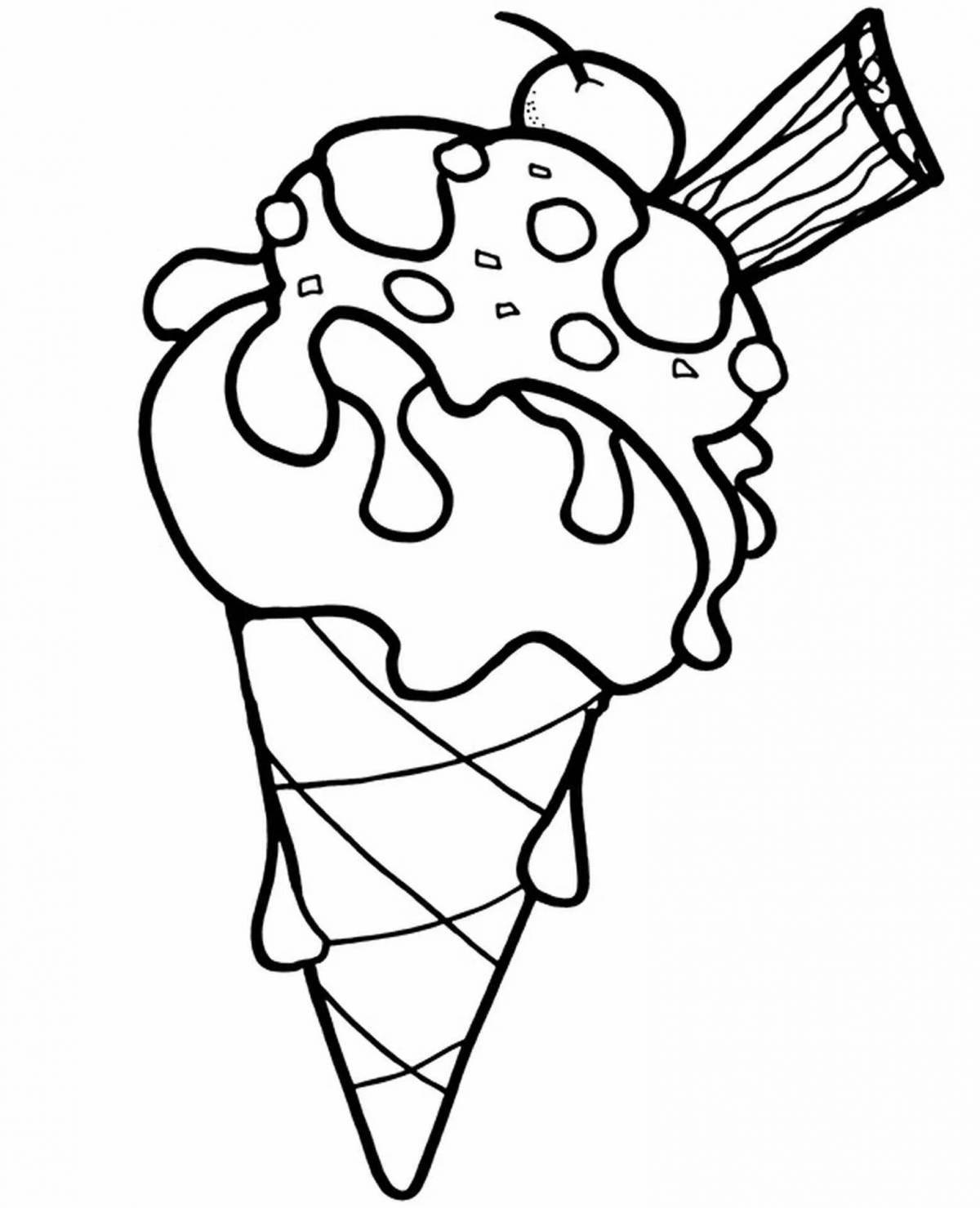 Цветная страница раскраски мороженого
