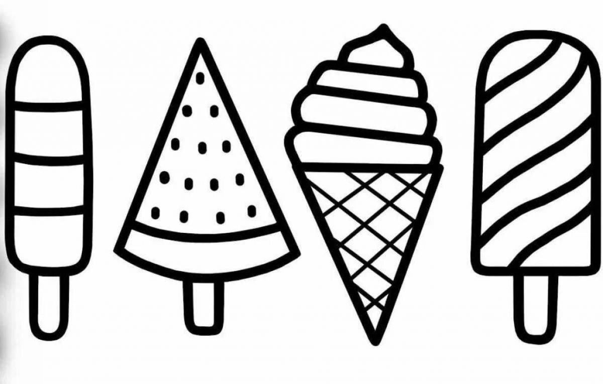Раскраска мороженое на палочке - Распечатать и Онлайн!