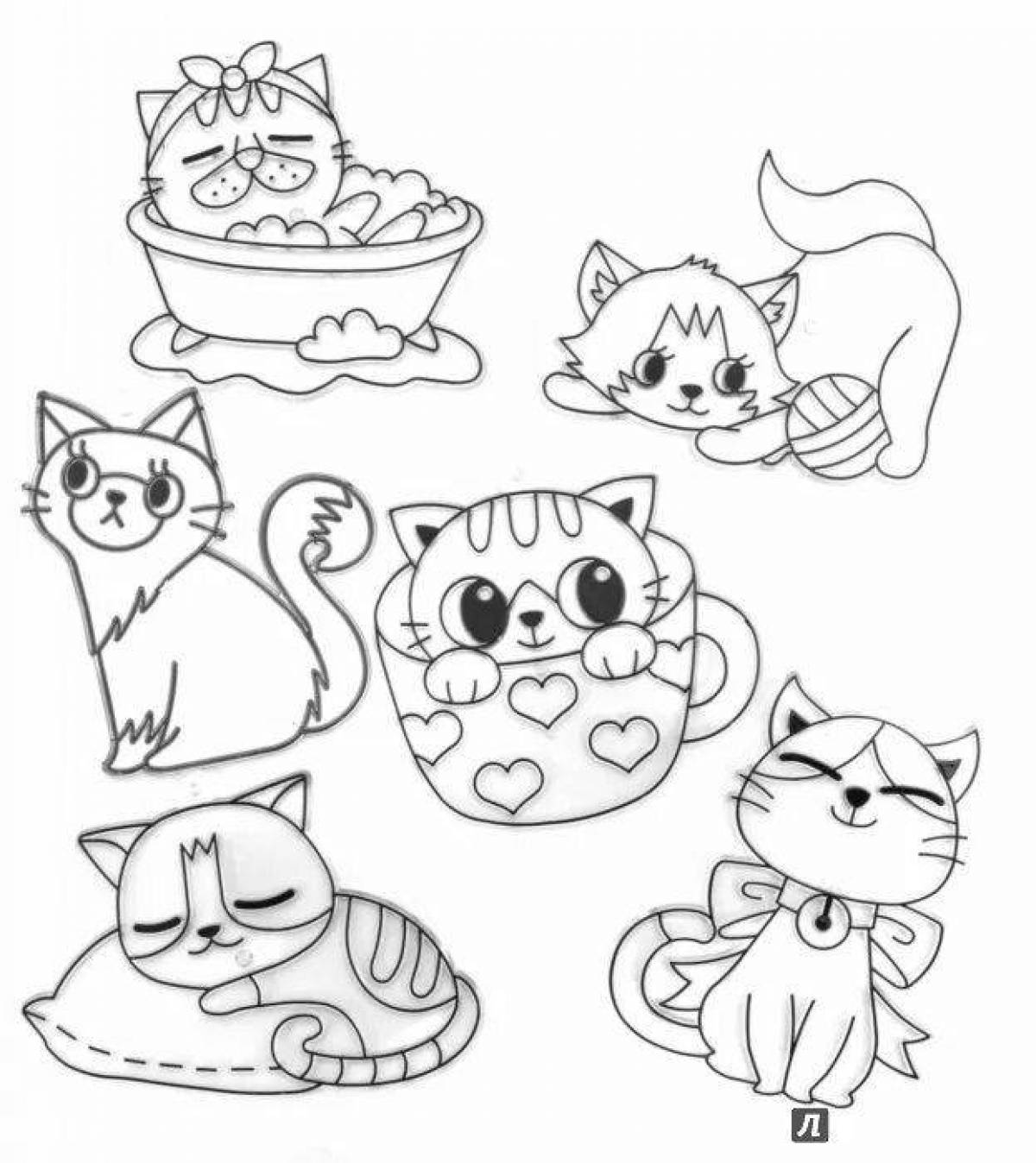 Coloring book fluffy little kittens