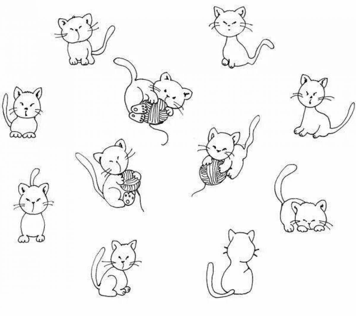 Раскраска радостные маленькие котята