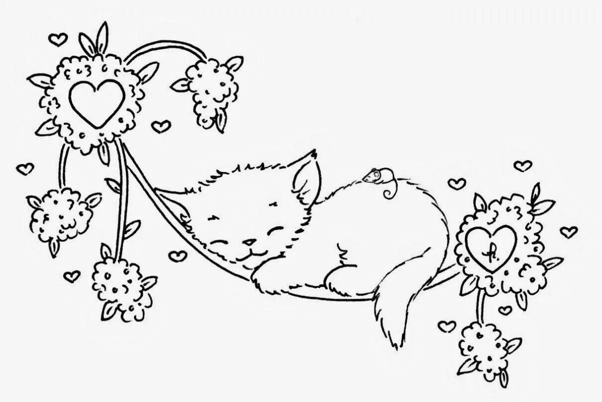 Loving little kittens coloring page