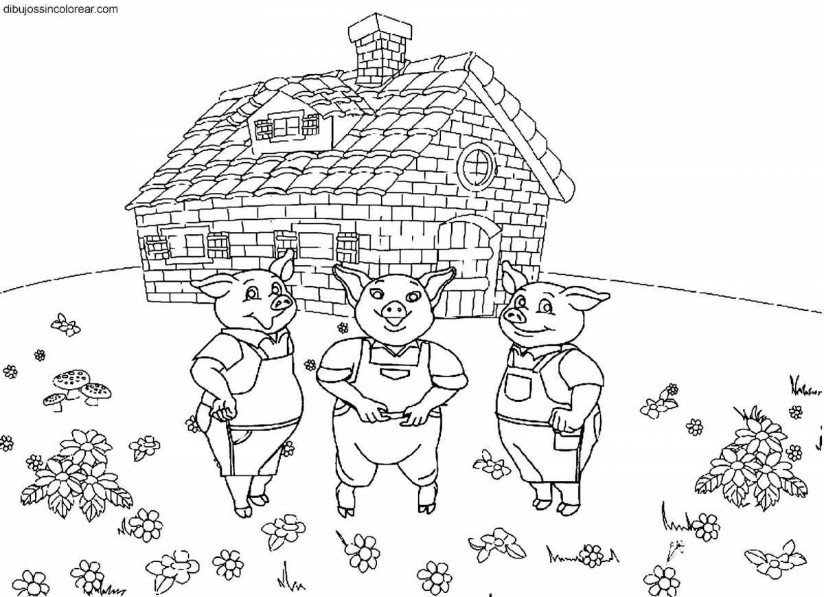Holiday coloring 3 little pigs