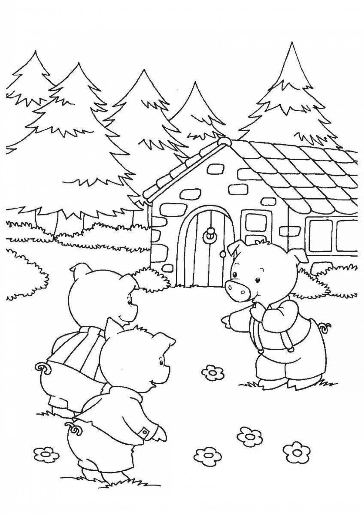 Color-explosion 3 pigs coloring book