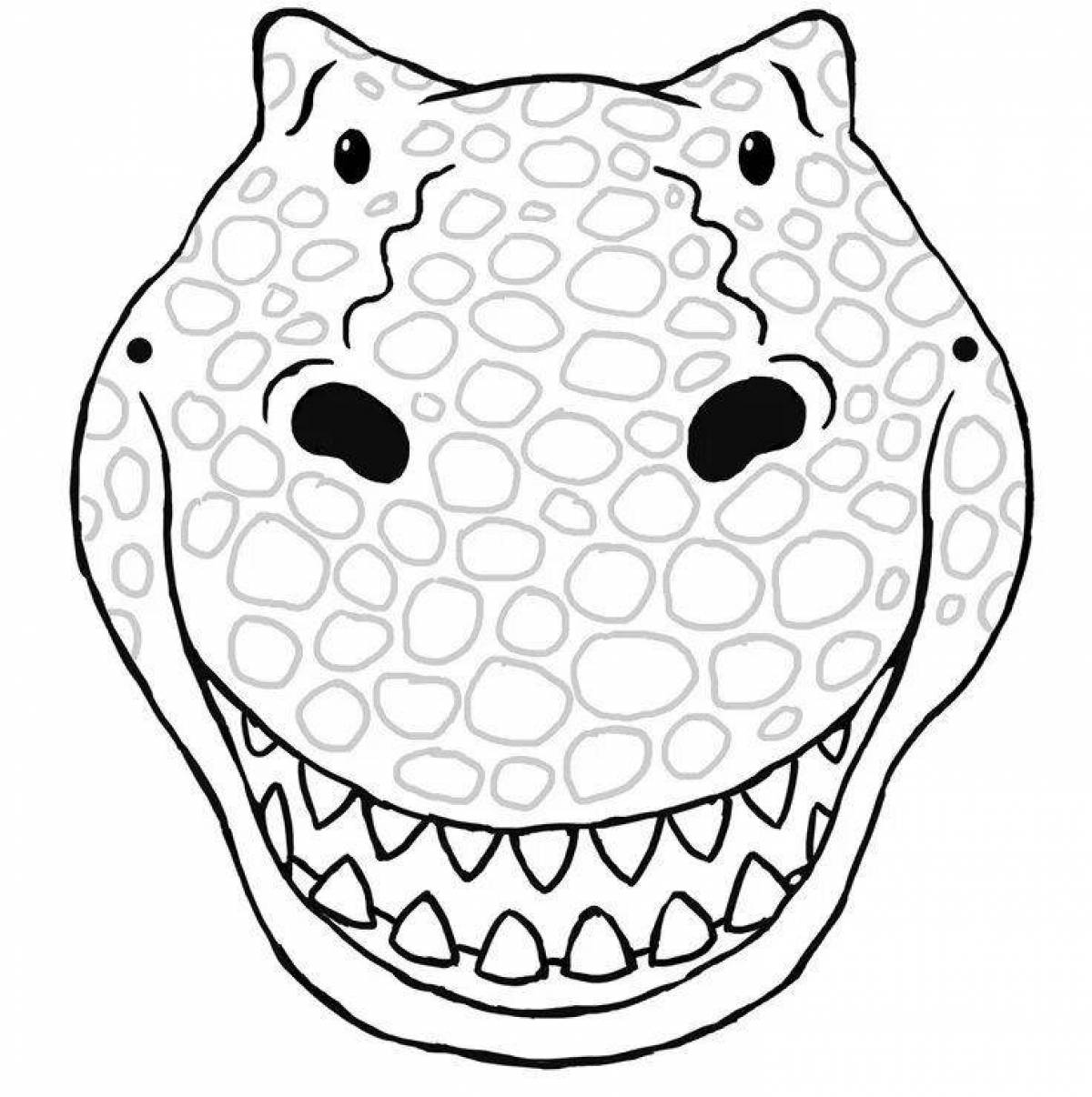 Ornate lizard mask coloring page