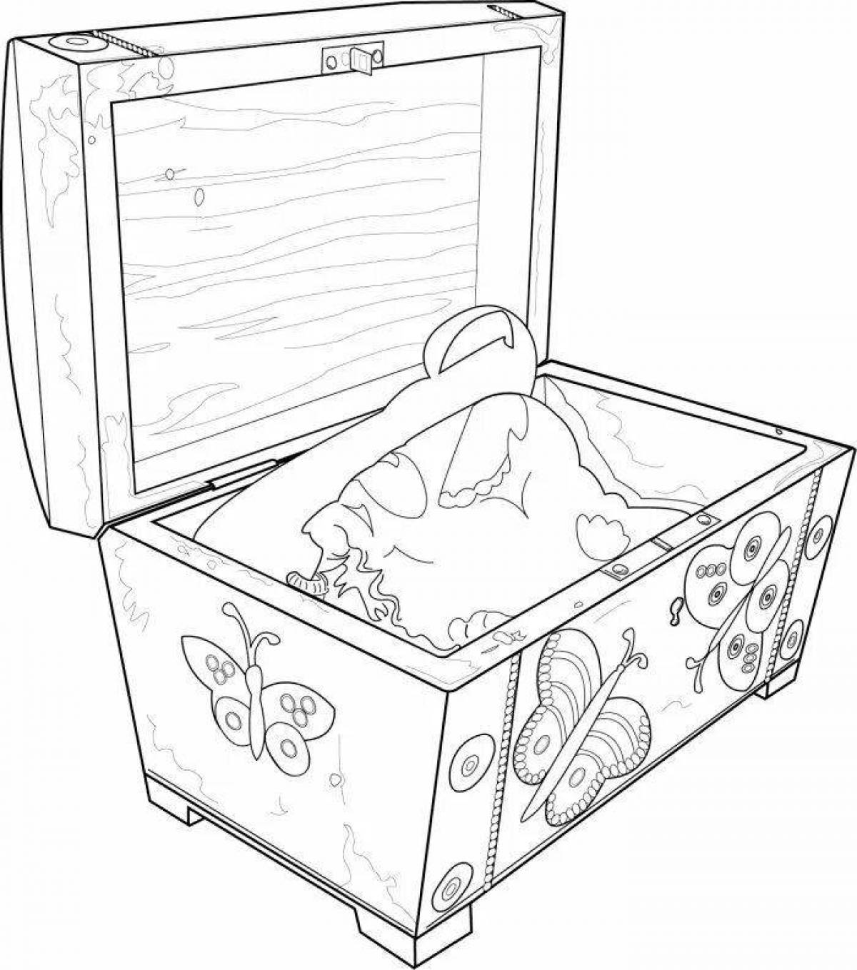 Playful malachite box coloring page