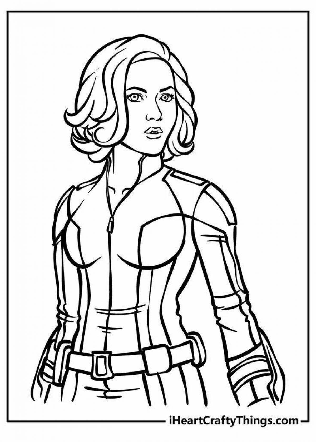 Glowing black widow coloring page