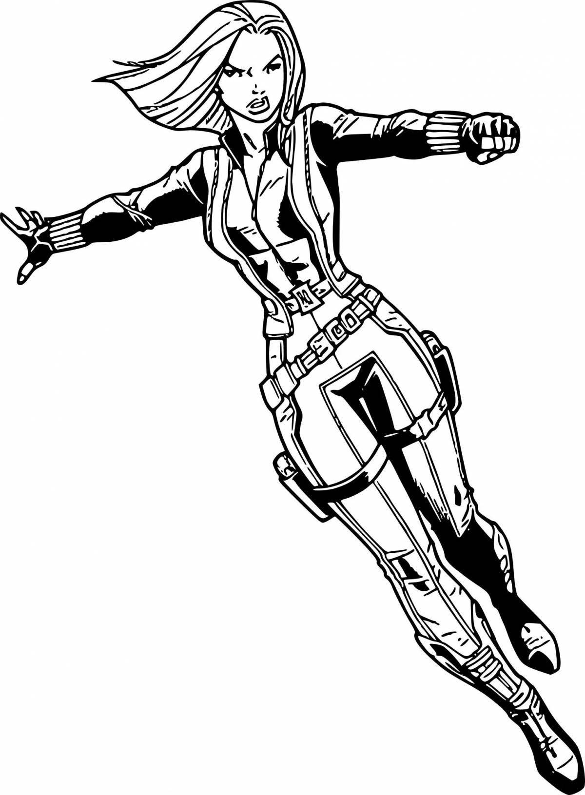Glorious black widow coloring page