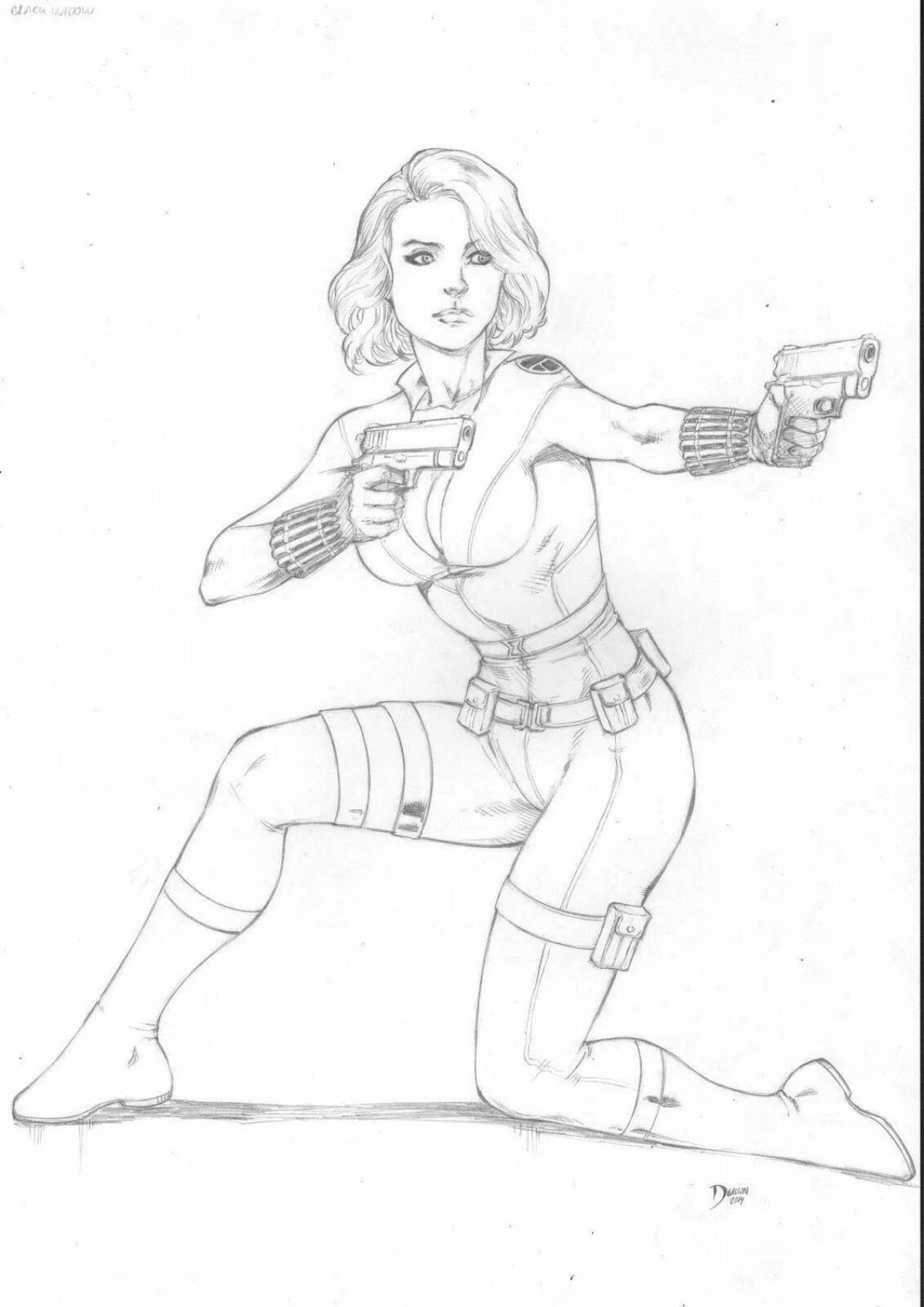 Amazing black widow coloring page
