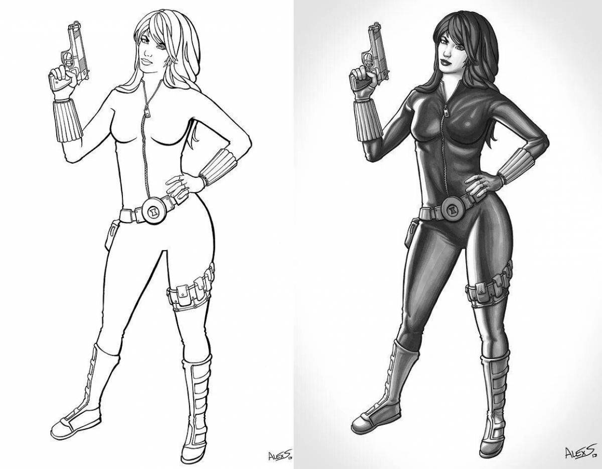 Amazing black widow coloring page