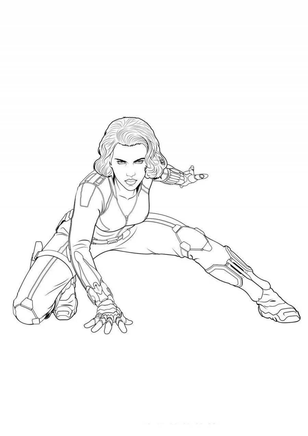 Colorful black widow coloring page