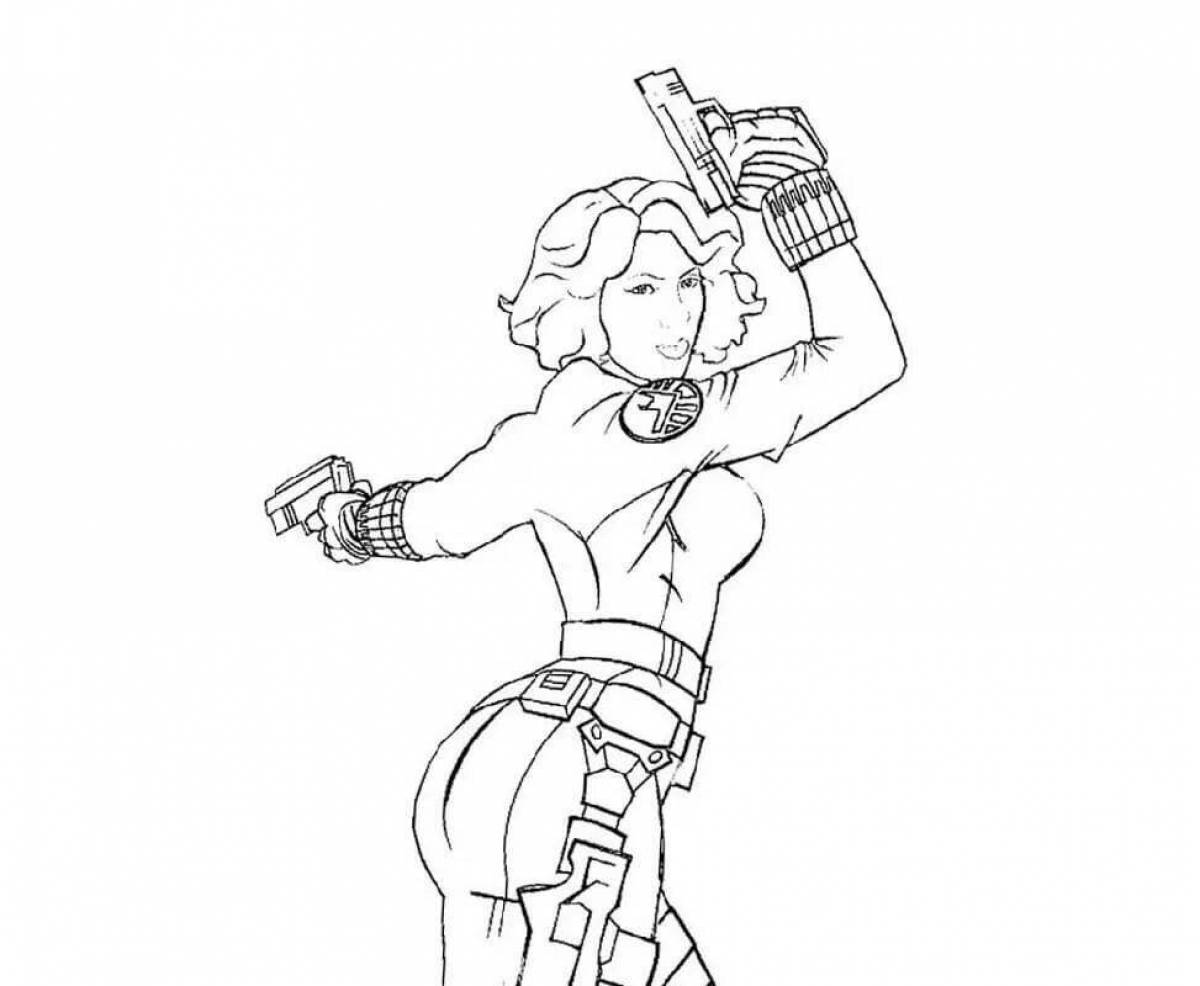 Black widow dynamic coloring page