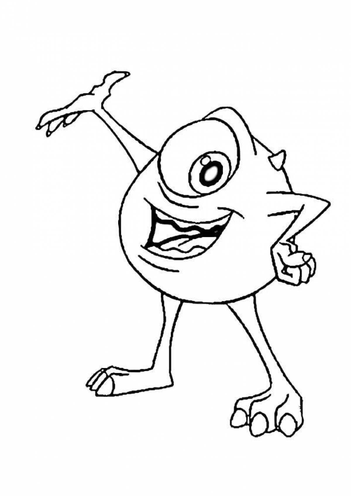 Excited mike wazowski coloring page