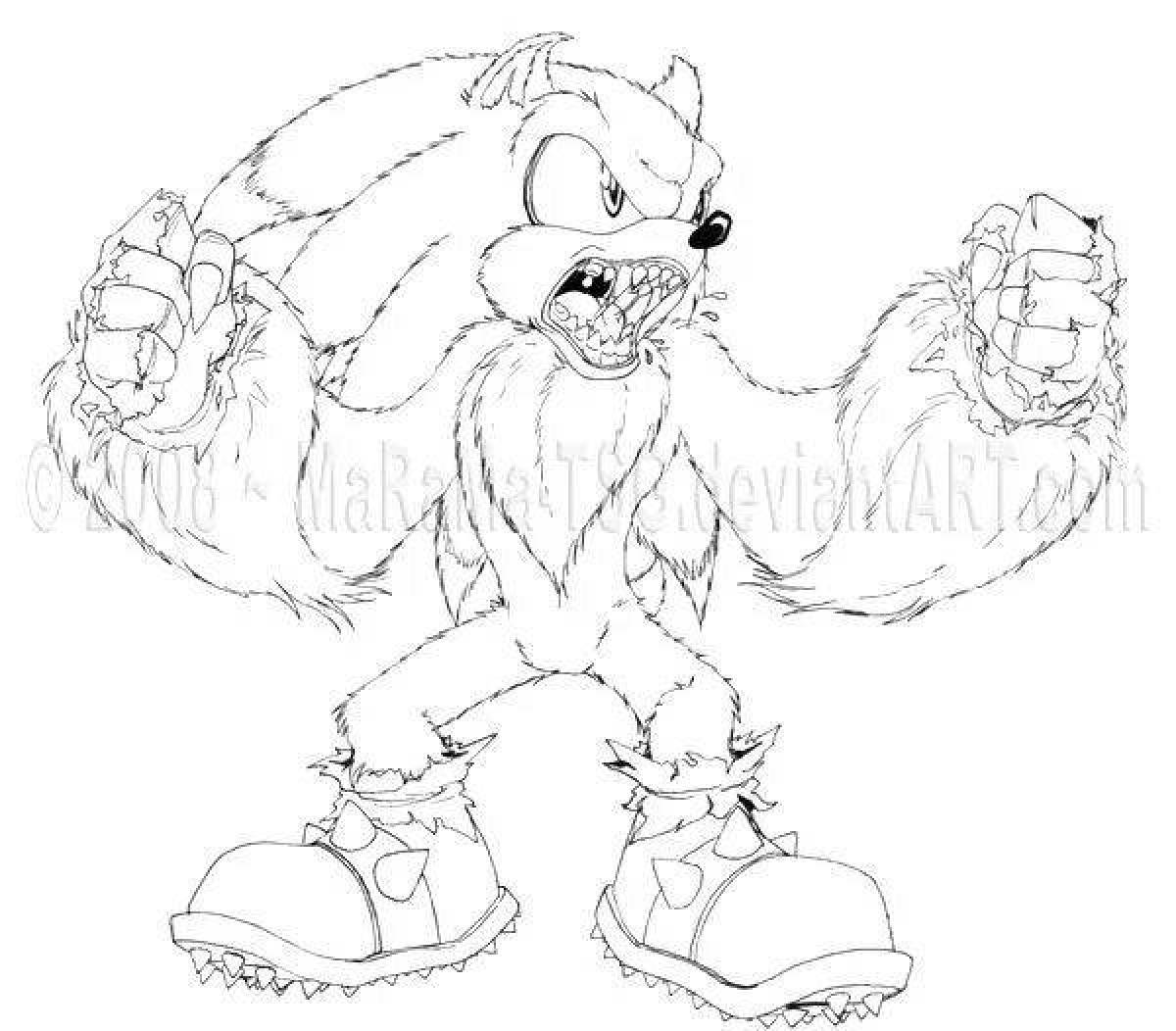 Colorful coloring sonic werewolf