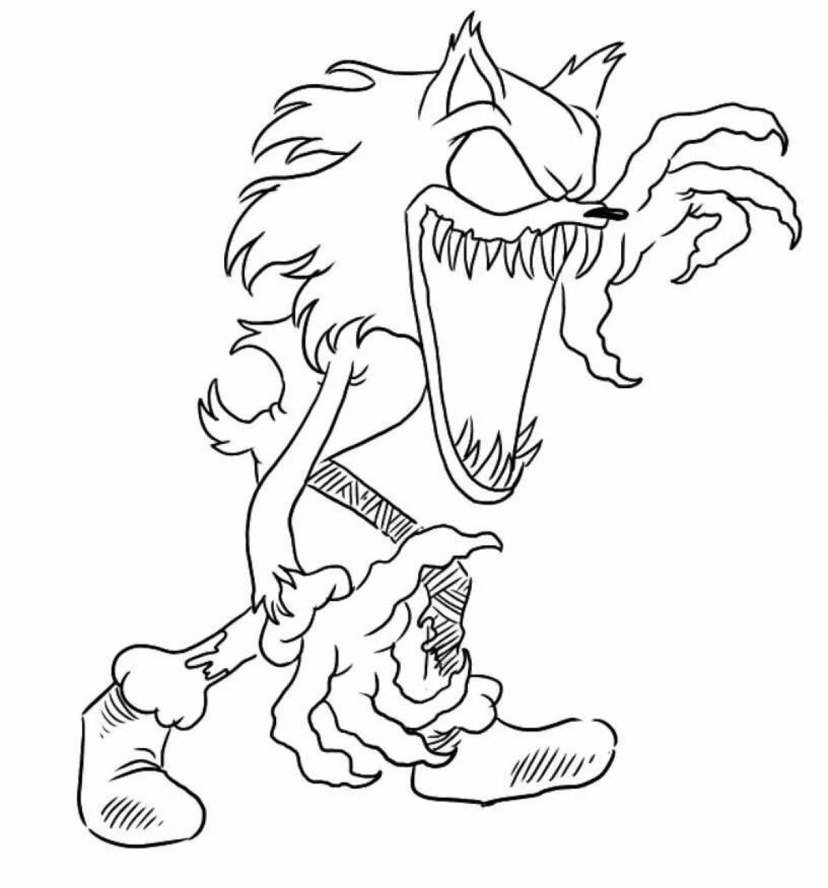 Art coloring sonic werewolf