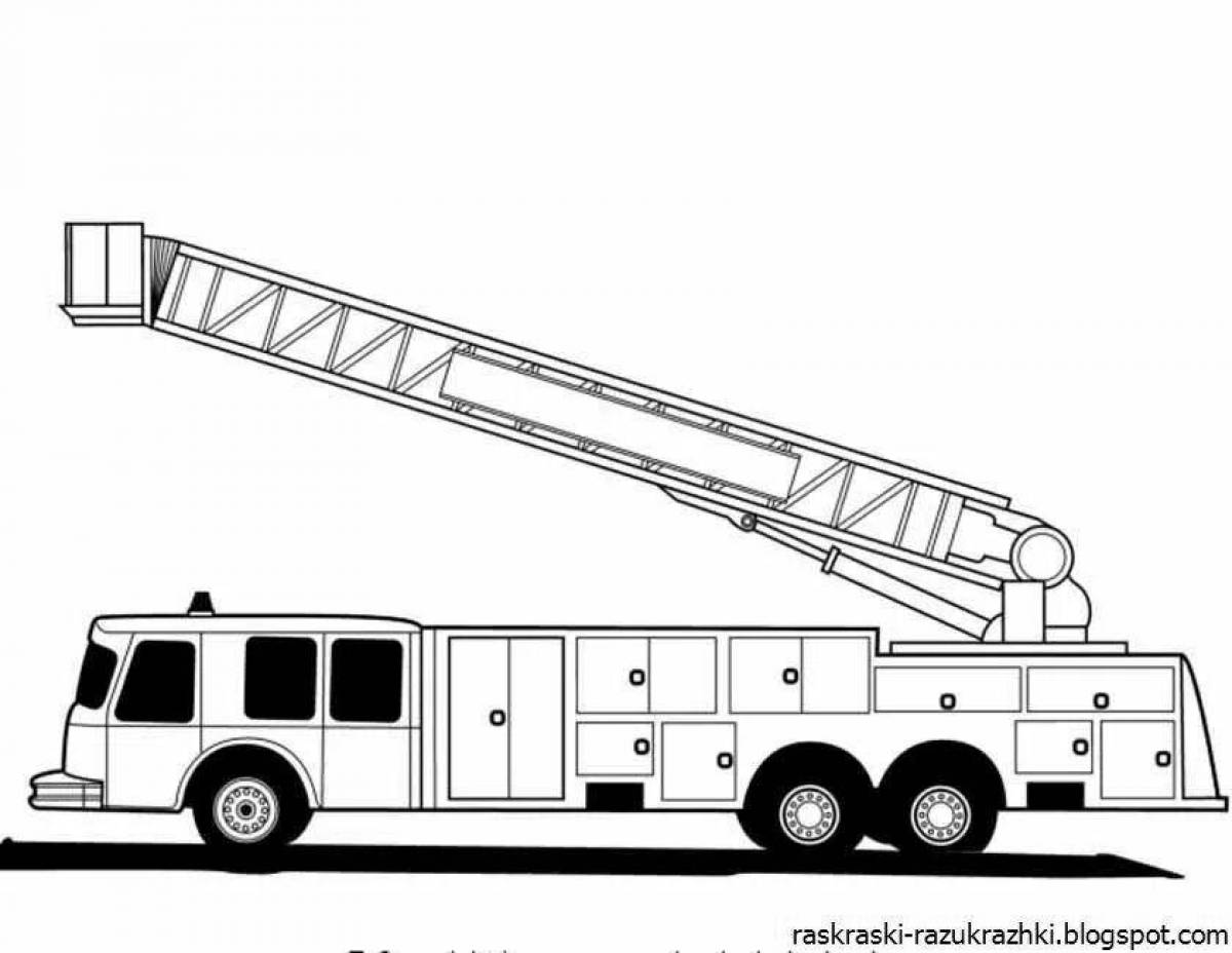Playful fire truck coloring page