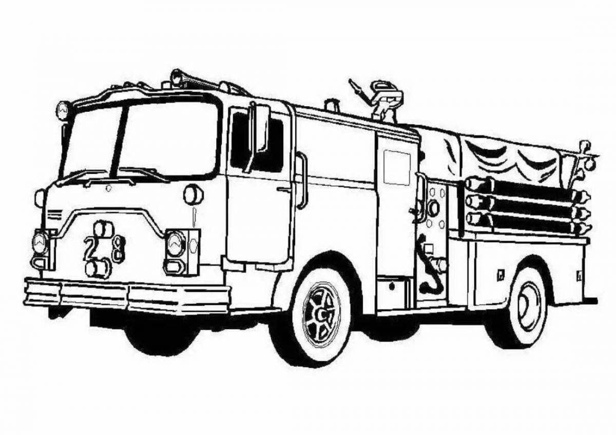 Glitter fire truck coloring page