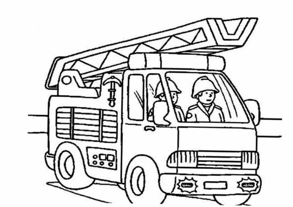 Fairy fire truck coloring page