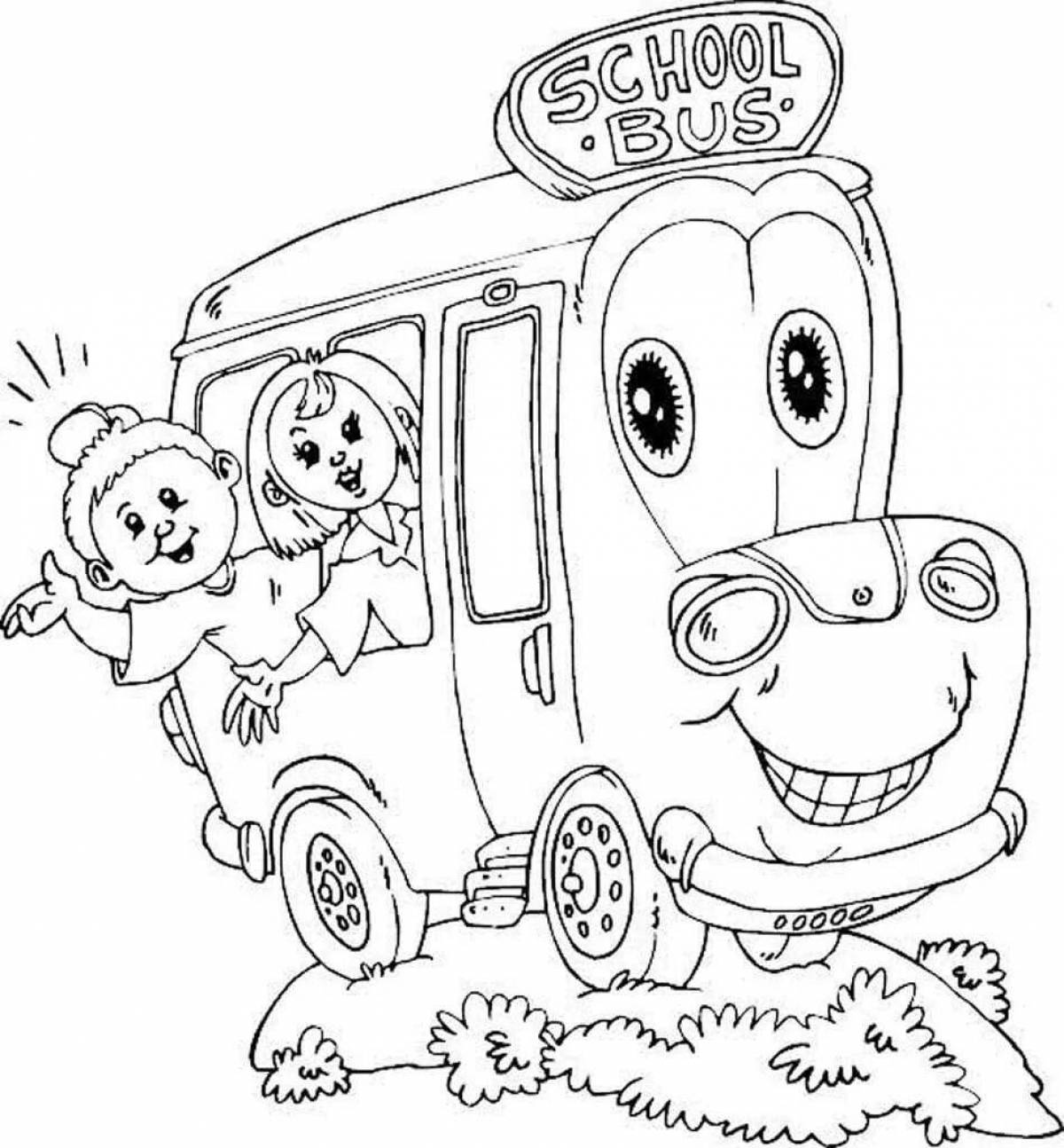 Holiday school bus coloring page