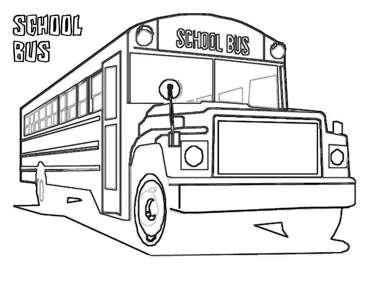 School bus coloring page with colorful splashes