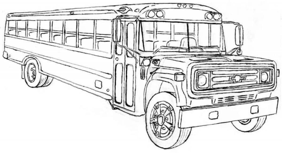 School bus coloring page with rich colors