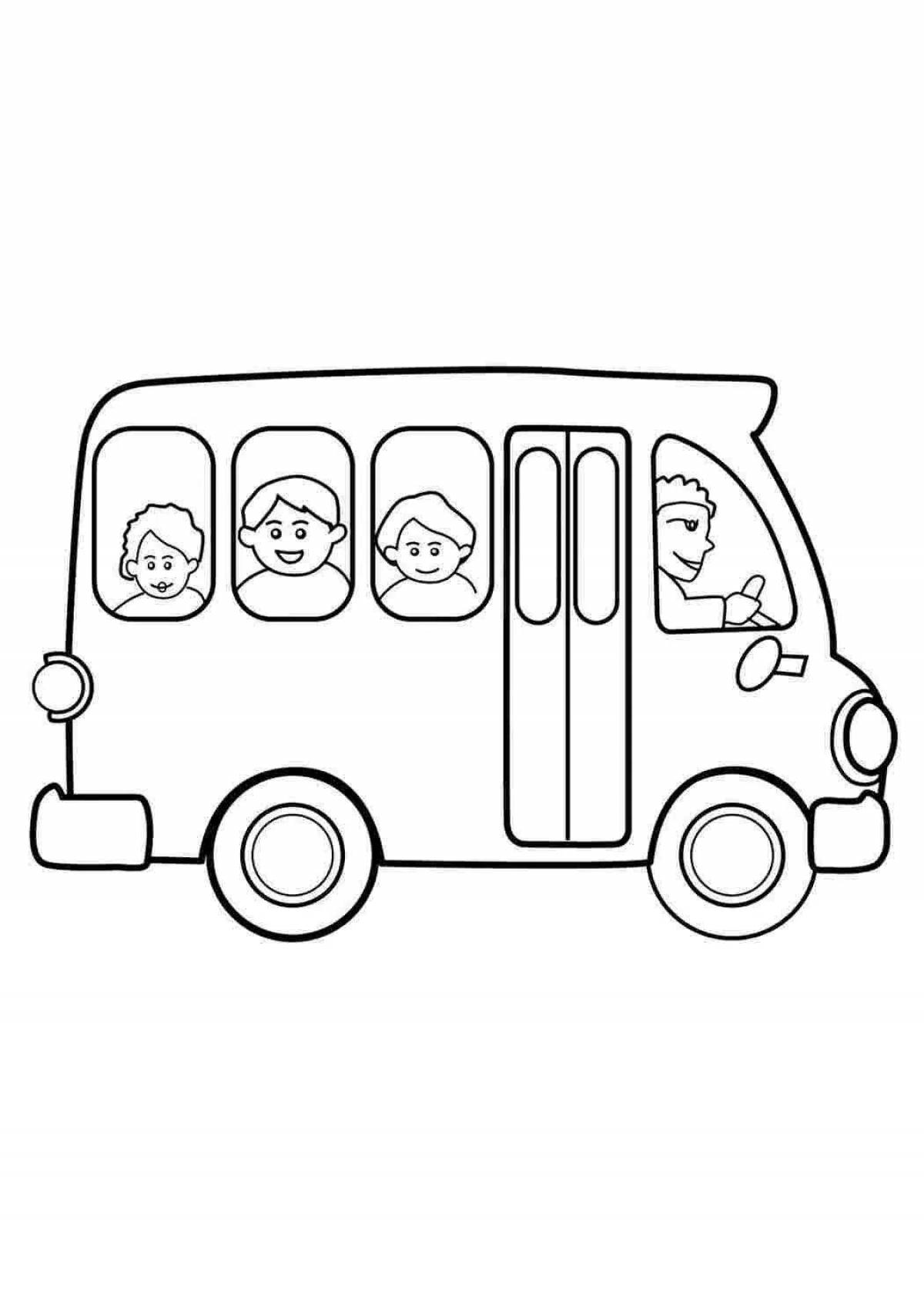 School bus coloring page with colorful sparkles