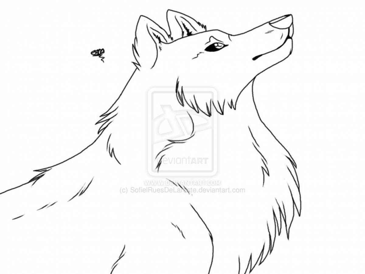 Glowing polar wolf coloring page