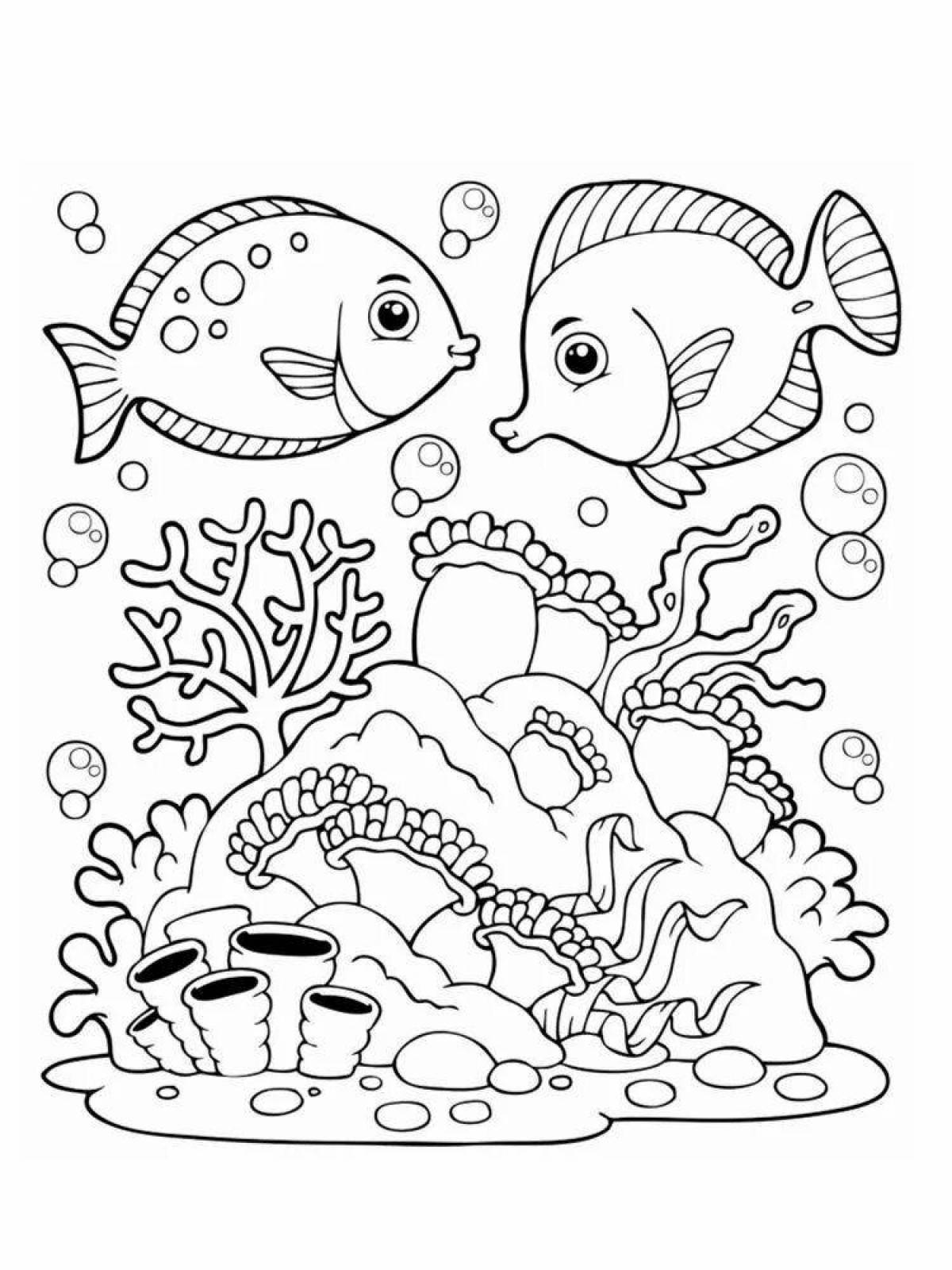 Playful coral coloring book for kids