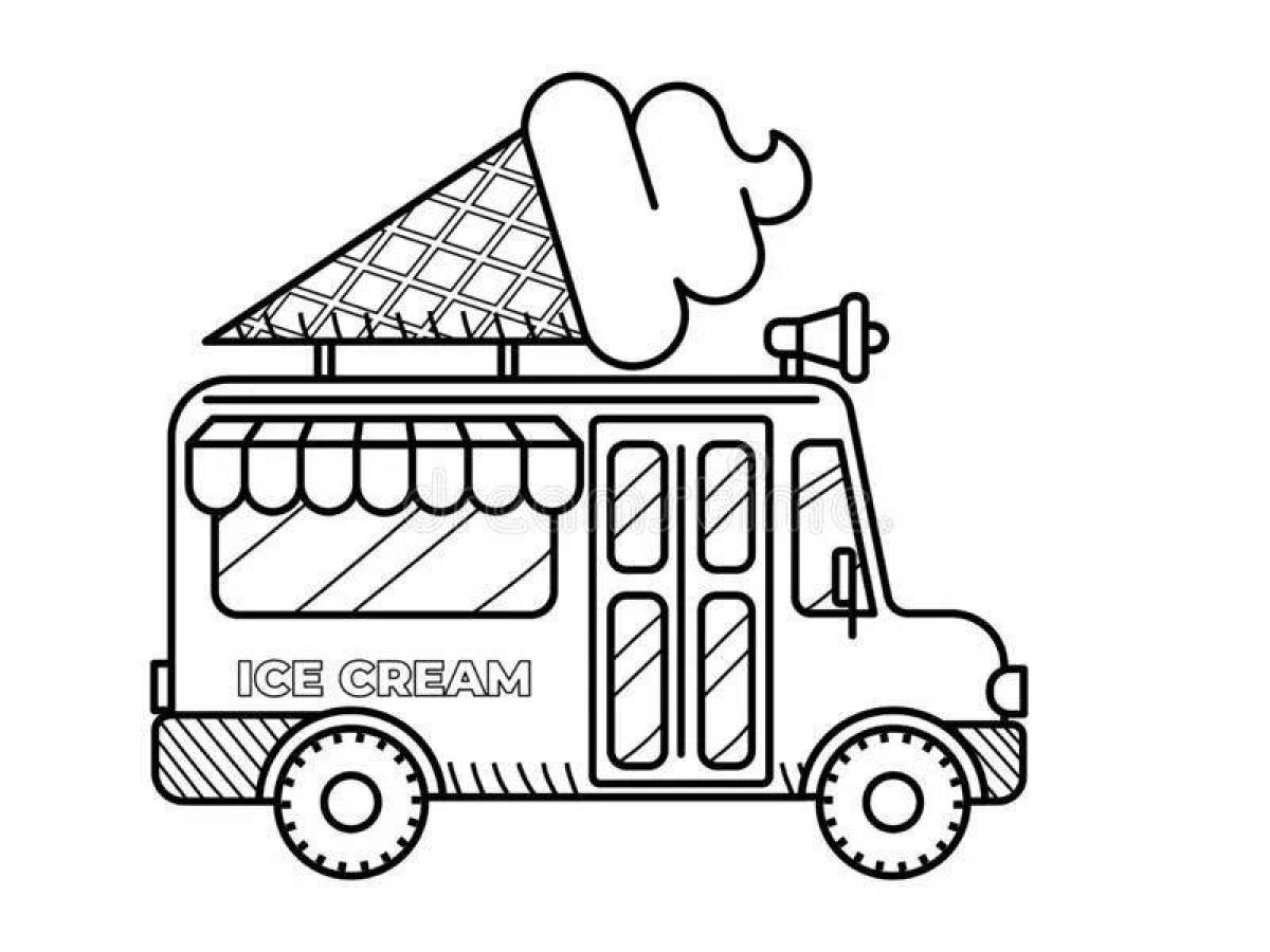 Coloring page happy ice cream truck