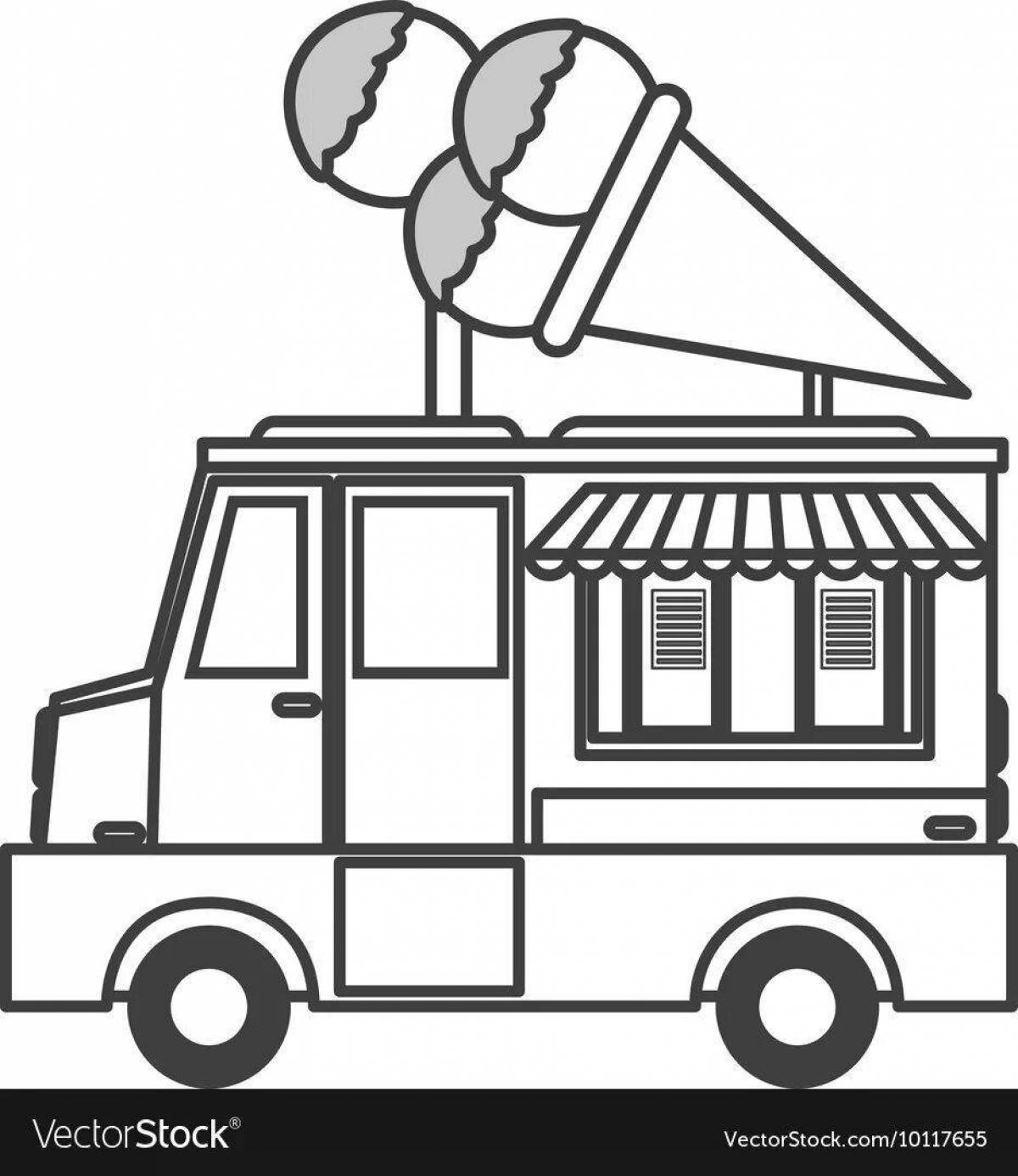 Coloring page for bright ice cream truck