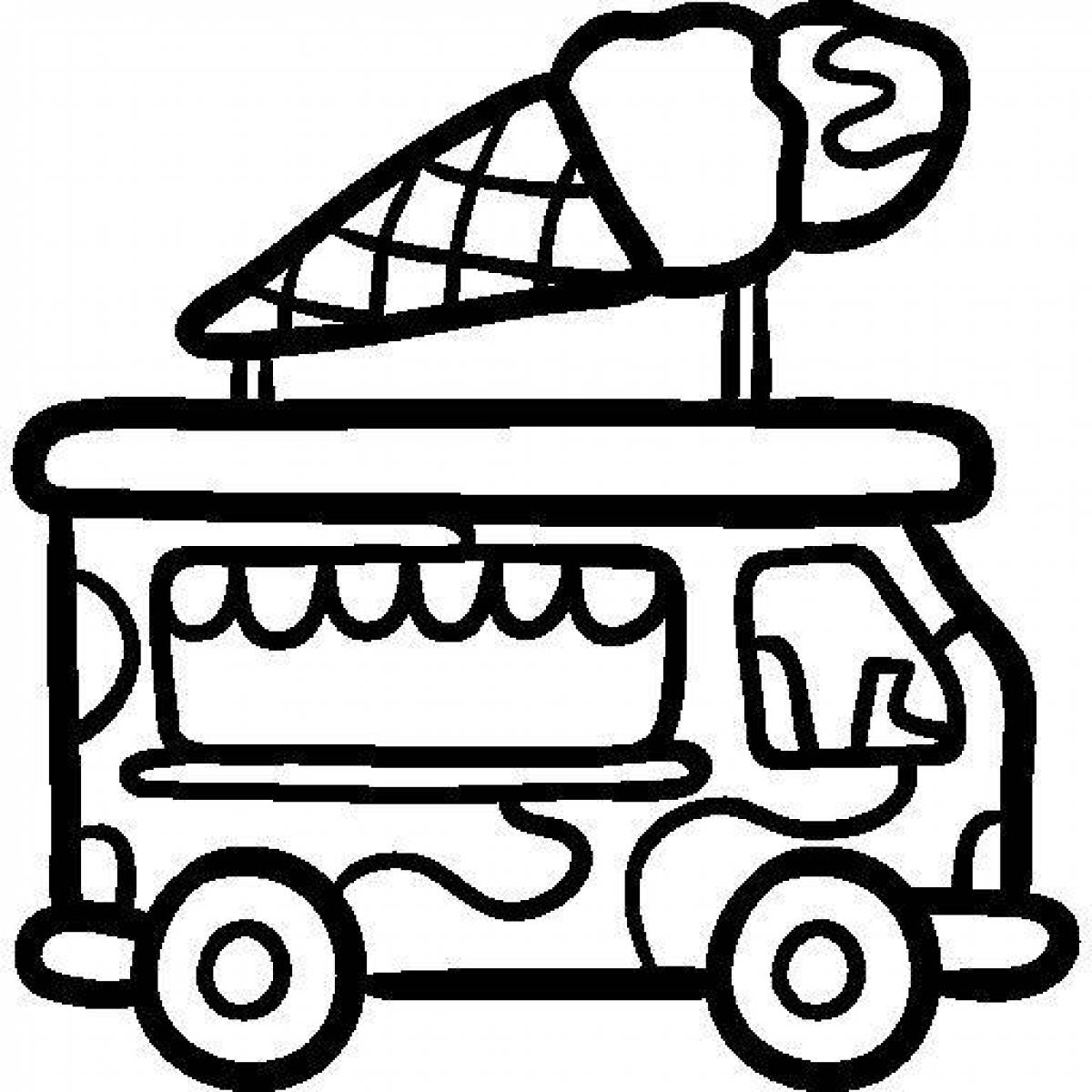 Playful ice cream truck coloring page