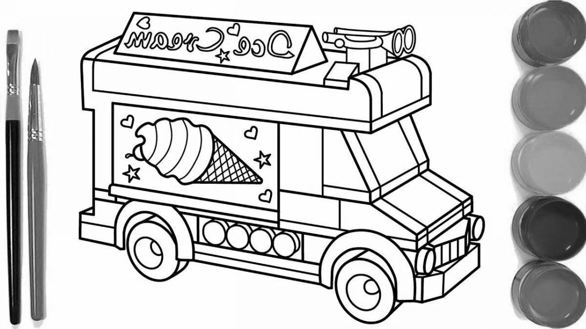 Раскраска причудливый грузовик с мороженым